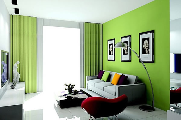 Phòng khách màu xanh lá