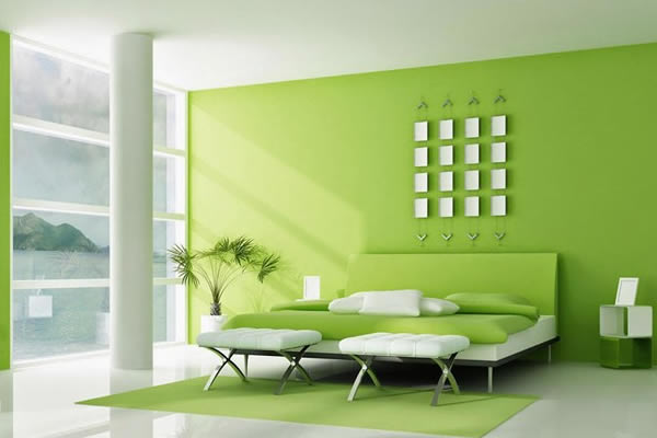 Không gian nhà màu xanh lá cây