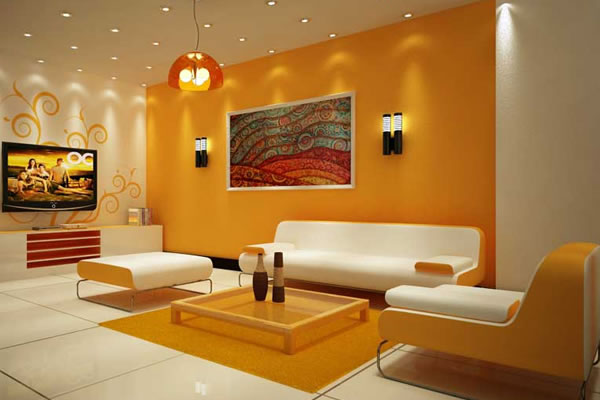 Phòng khách màu cam