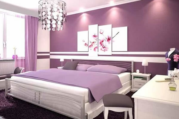 Phòng ngủ sơn tường màu tím