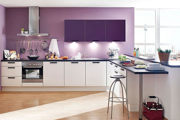 Phòng bếp màu tím đẹp