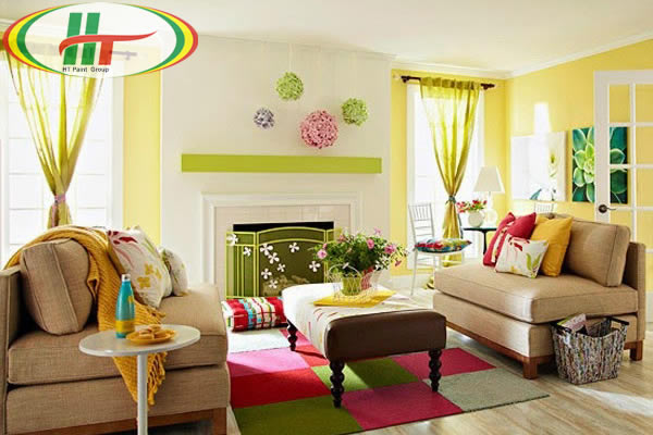 Gợi ý sơn nội thất phòng khách màu vàng chanh ấn tượng-3