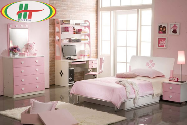 Phòng ngủ màu hồng cho cô nàng mộng mơ