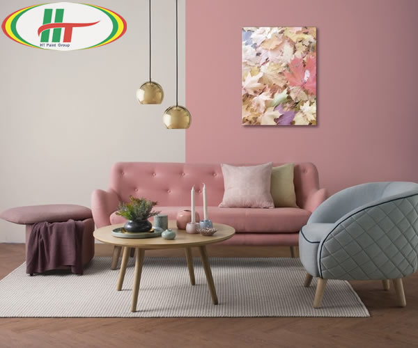 Ý tưởng sử dụng màu hồng trong phòng khách-4