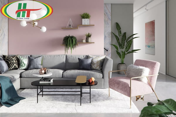 Ý tưởng sử dụng màu hồng trong phòng khách-6