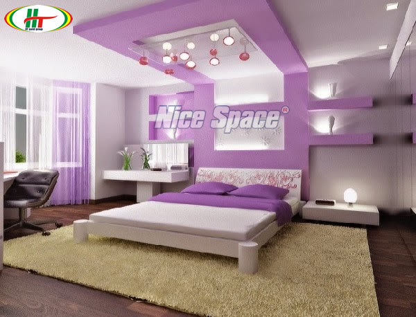 Sơn nội thất với màu tím nhạt cho không gian dịu mát